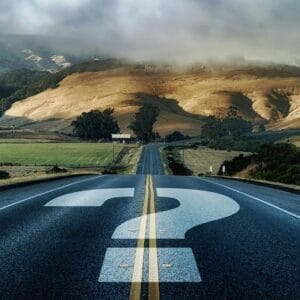 question mark, road, path
