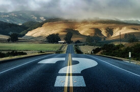 question mark, road, path