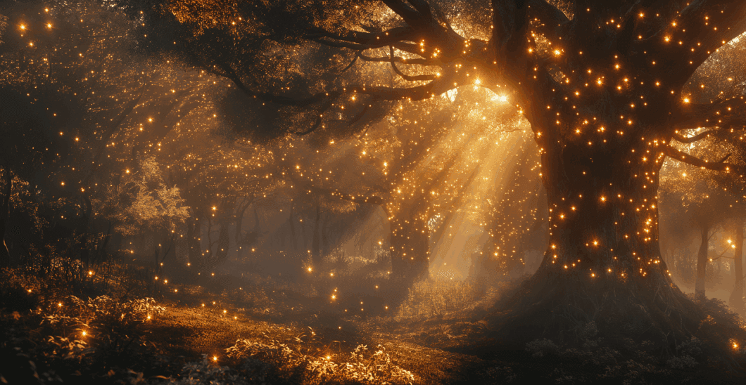 ai generated, forest, magical, fantasy, nature, sunset, mystical, dream, trees, mysterious, landscape, lights, spirit, spiritual, soul, gaia, earth, terra, ecology, glow